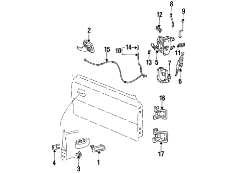 1996 Ford Mustang Lock & Hardware Diagram