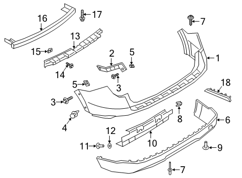 2020 Ford Police Interceptor Utility Rear Bumper Diagram 1 - Thumbnail