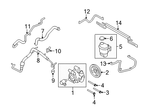 2010 Lincoln MKT P/S Pump & Hoses, Steering Gear & Linkage Diagram