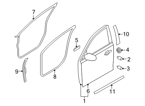 2013 Lincoln MKS Weatherstrip Assembly - Door Window Diagram for 8A5Z-5420531-A