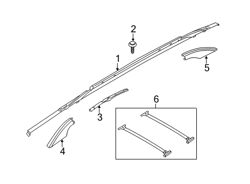 2007 Lincoln MKX Rail - Roof Rack Side Diagram for 7T4Z-7855115-BC