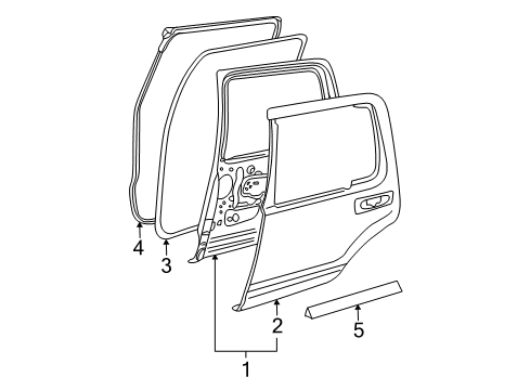 2008 Ford Explorer Door Assembly - Rear - Less Hinges Diagram for 7L2Z-7824631-C