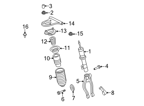 2010 Mercury Milan Struts & Components - Front Diagram