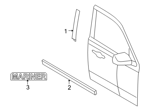 2011 Mercury Mariner Exterior Trim - Front Door Diagram 1 - Thumbnail