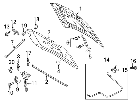 2007 Lincoln Navigator Hood & Components Diagram