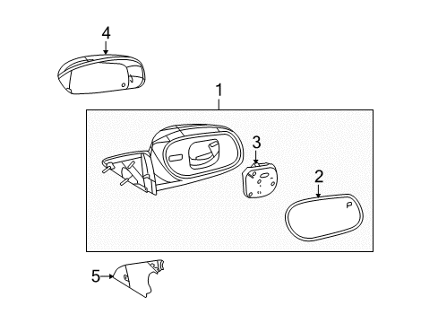 2010 Ford Crown Victoria Mirror Assembly - Rear View Outer Diagram for 9W7Z-17682-B