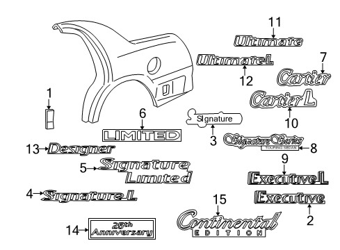 2006 Lincoln Town Car Body Side Plate Assembly Diagram for 6W1Z-54297A74-B