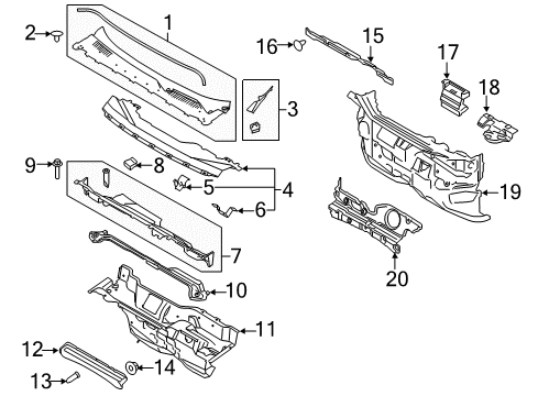 2018 Lincoln MKC Panel Assembly - Cowl Top - Outer Diagram for EJ7Z-7802012-A