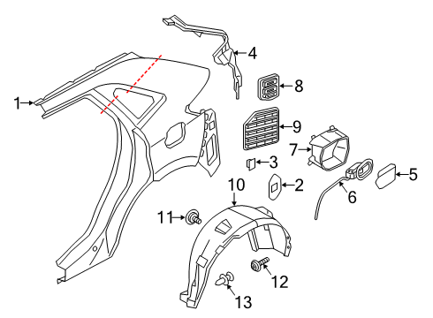 2015 Ford Edge Quarter Panel & Components Diagram