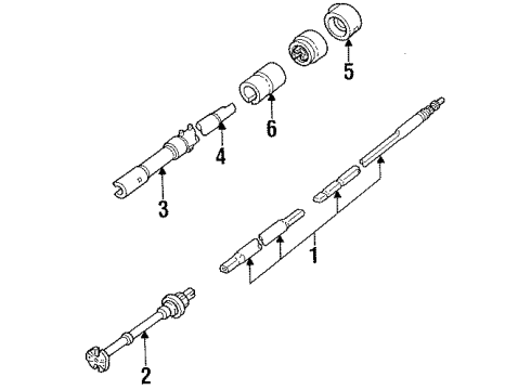 1989 Ford Bronco Steering Column Housing & Components, Shaft & Internal Components, Shroud, Switches & Levers Diagram