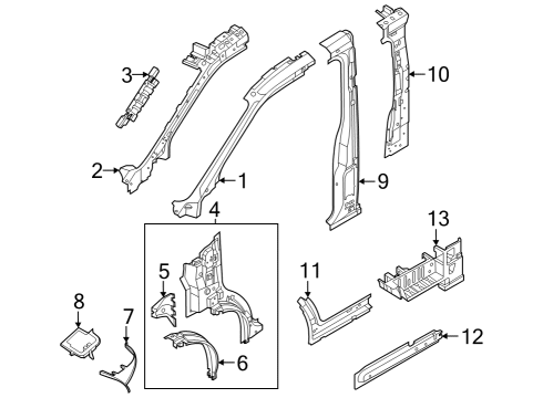 2023 Ford E-Transit Reinforcement Diagram for BK3Z-6102505-A