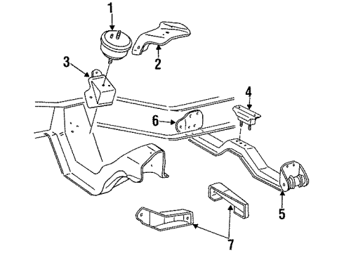 1994 Ford Ranger Bracket Engine Support Diagram for E5TZ6029B