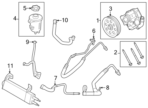 2023 Ford F-350 Super Duty P/S Pump & Hoses, Steering Gear & Linkage Diagram