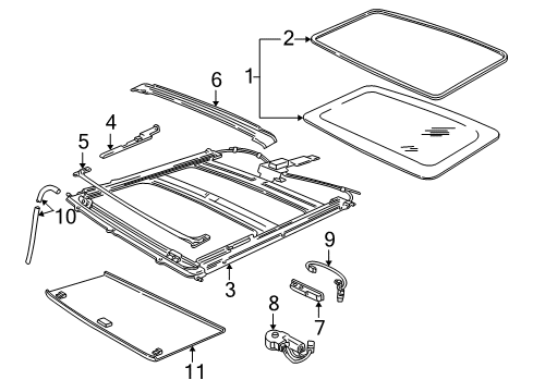 2000 Ford Expedition Sunroof, Body Diagram