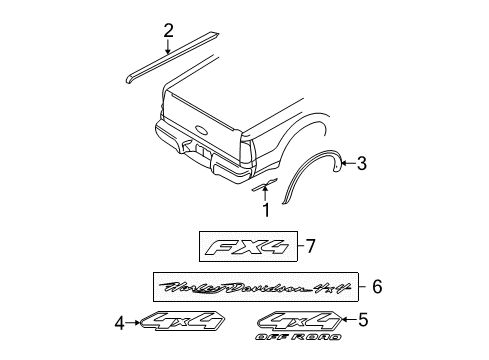 2008 Ford F-350 Super Duty Exterior Trim - Pick Up Box Diagram