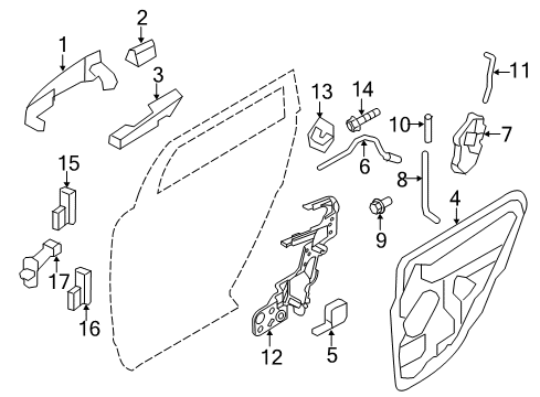 2007 Ford Edge Rear Door - Lock & Hardware Diagram