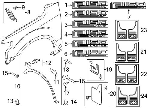 2018 Ford F-150 Nameplate Diagram for JL3Z-16720-B