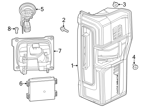 2024 Ford F-350 Super Duty LAMP ASY - REAR, STOP AND FLAS Diagram for PC3Z-13404-C