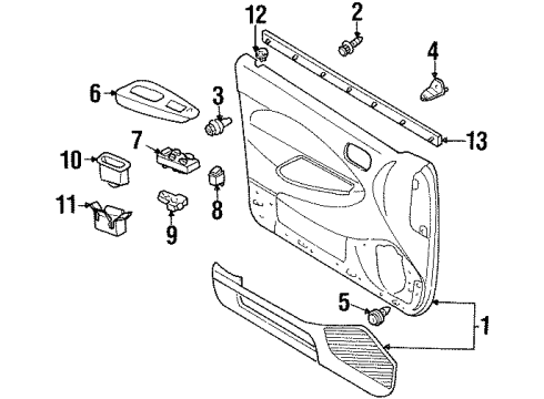 1999 Mercury Tracer Run Assembly - Glass Diagram for F7CZ-5421457-AA