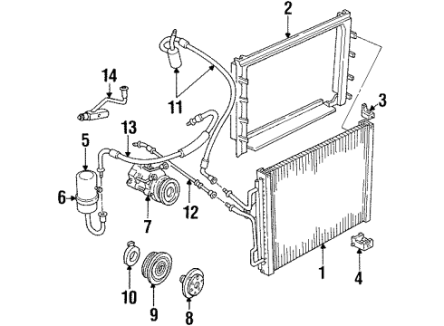 1993 Mercury Grand Marquis A/C Condenser, Compressor & Lines Diagram