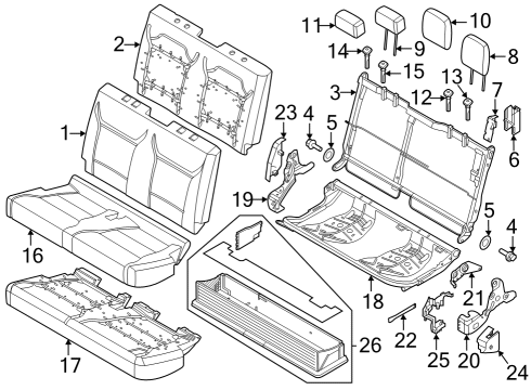 2023 Ford F-250 Super Duty COVER ASY - REAR SEAT BACK Diagram for NL3Z-1666601-SB