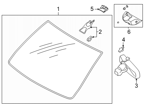 2022 Lincoln Corsair Glass - Windshield Diagram