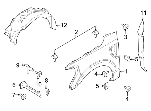 2023 Ford F-150 Lightning Fender & Components Diagram