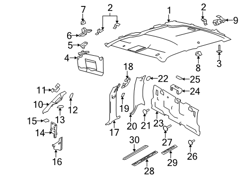 2013 Ford F-150 Headlining - Roof Diagram for BL3Z-1651944-BA