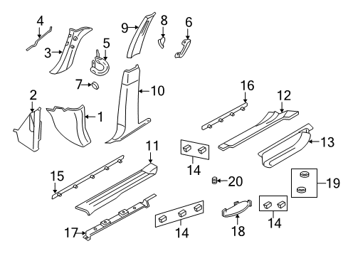 2017 Ford Expedition Interior Trim - Pillars, Rocker & Floor Diagram