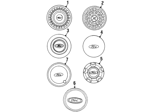 1998 Ford Crown Victoria Wheel Center Ornament Emblem Diagram for F8AZ-1141-AA