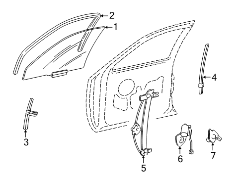 2010 Lincoln Town Car Front Door - Glass & Hardware Diagram