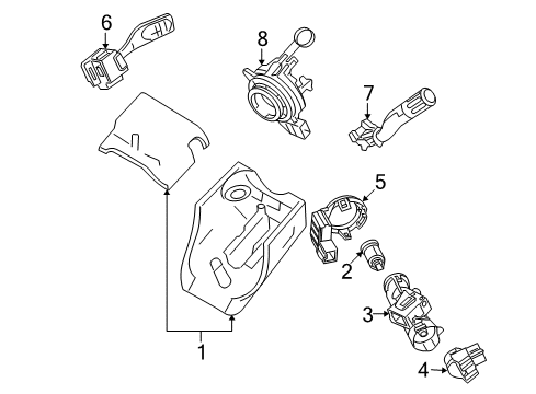 2009 Ford Taurus Shroud Assembly - Steering Column Diagram for 8G1Z-3530-AA