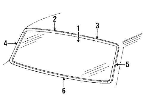 1988 Ford F-150 Windshield Glass, Reveal Moldings Diagram