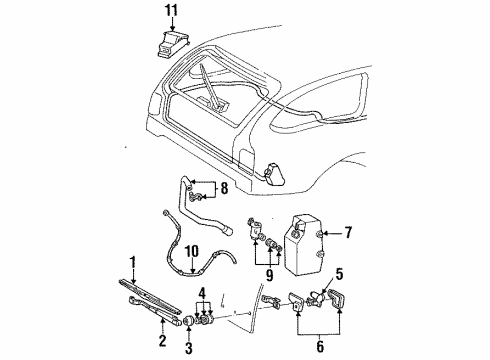 1994 Mercury Sable Lift Gate - Wiper & Washer Components Diagram