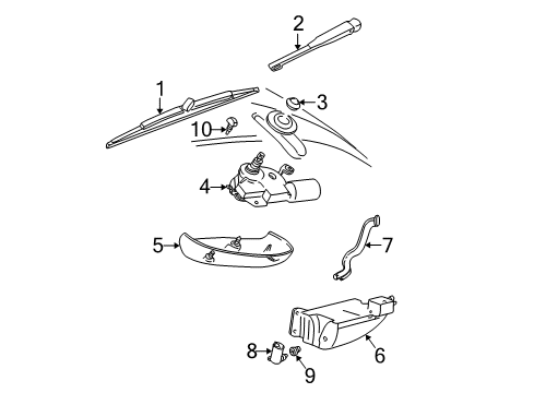 2004 Mercury Sable Lift Gate - Wiper & Washer Components Diagram