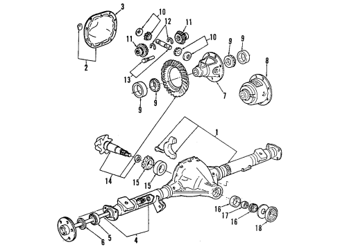 1992 Ford Explorer Rear Axle, Differential, Propeller Shaft Diagram