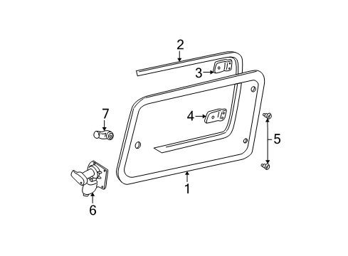 1999 Ford Expedition Quarter Panel - Glass & Hardware Diagram