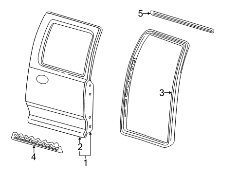 2002 Lincoln Blackwood Weatherstrip Diagram for YL3Z-1625324-BA