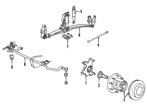 2002 Ford Excursion Front Suspension, Stabilizer Bar, Wheel Bearings Diagram 4 - Thumbnail