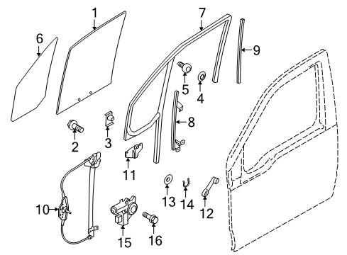 2011 Ford Transit Connect Regulator - Window - Less Motor Diagram for 2T1Z-6123200-A