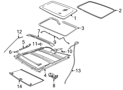 2011 Lincoln Navigator Panel Assembly - Sliding Roof Sunshane Diagram for FL7Z-78519A02-AE