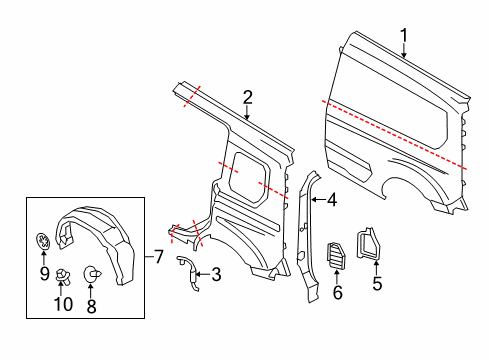 2016 Ford Transit Connect Side Panel & Components Diagram