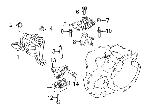 2014 Ford Focus Engine & Trans Mounting Diagram