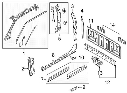 2021 Ford F-150 Back Panel, Hinge Pillar Diagram