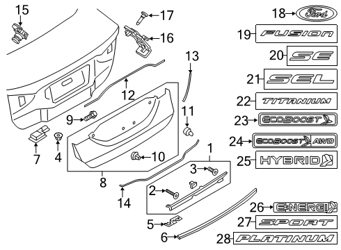 2018 Ford Fusion Plate - Door Lock Striker Diagram for DP5Z-54404A42-B