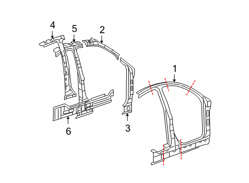 2005 Mercury Montego Center Pillar & Rocker, Hinge Pillar, Uniside Diagram