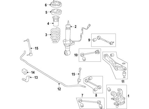 2018 Lincoln Navigator Rear Suspension Components, Lower Control Arm, Upper Control Arm, Ride Control, Stabilizer Bar Diagram