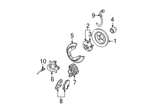 2004 Ford Taurus Passenger Side Rear Brake Hose Diagram for 3F1Z-2A442-BA