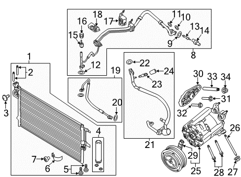 2015 Lincoln MKC A/C Condenser, Compressor & Lines Diagram