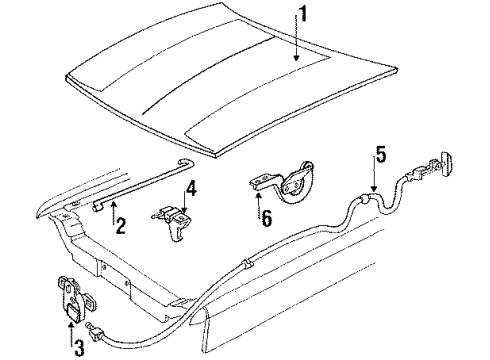 1992 Ford Tempo Hood & Components Diagram